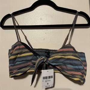 *NWT* FOREVER 21 Striped Tie Front Crop Top size Small